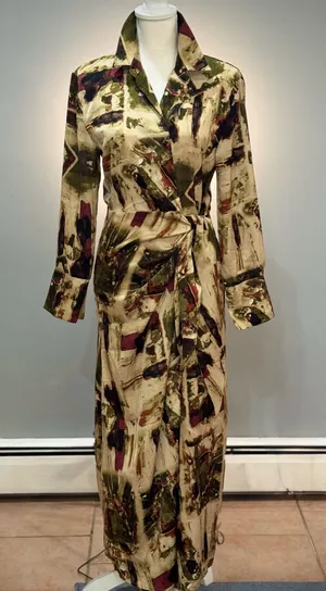 Multicolor Elan L/S Open Tie-Waist Shirtdress Size M NWT thumbnail 1