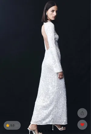 Meshki Sofia Long Sleeve Sequin Maxi Dress - White thumbnail 5