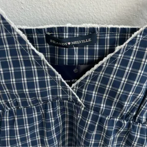 Brandy Melville Navy and white plaid top thumbnail 2