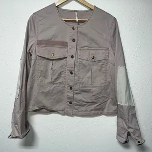 Free People Military Style Jacket Womens Size‎ Large Blush Pink thumbnail 1