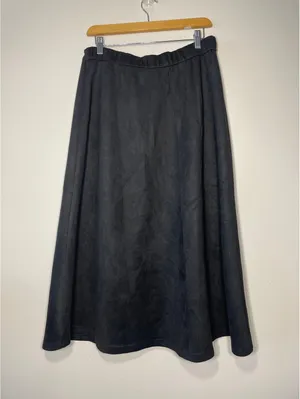 YAL New Black Faux Suede Fall Skirt Whimsigoth Grunge Y2K L thumbnail 5