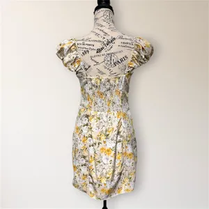 ASTR The‎ Label Yellow Floral Puff Sleeve Mini Dress S Homecoming Cottagecore thumbnail 5