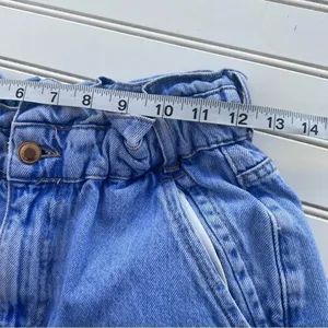 Zara Paperbag Waist Jeans Small Light Wash High Rise Ruffle Denim Mom Pants thumbnail 8