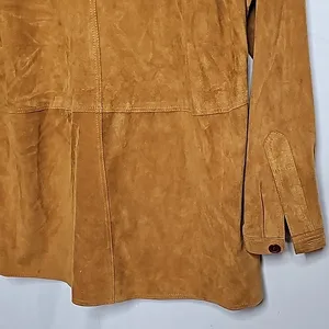Harari leather soft suede tan pockets pull over collared warm heavy jacket sz M Size M thumbnail 8