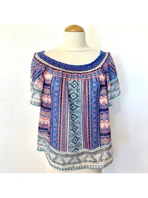 Flying Tomato Cold-Shoulder Aztec Top - Size L thumbnail 3