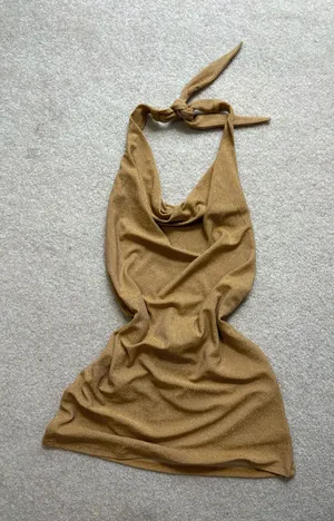 NWT Express gold halter mini dress  thumbnail 1