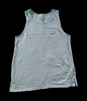 ivory ella mint green Girls Tank with Pocket Elephant thumbnail 1