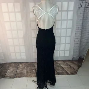 City Studio White Black Sparkle Lace Embellished Waist Formal Gown Size 0 thumbnail 6