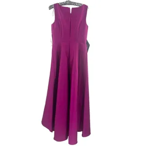 NWT KAY UNGER Jacquard Asymmetric Ruffle Maxi‎ Romper jumpsuit Cerise Sz 8 thumbnail 5