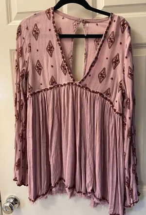Free People Diamond Embroidered Tunic Top Boho style thumbnail 1