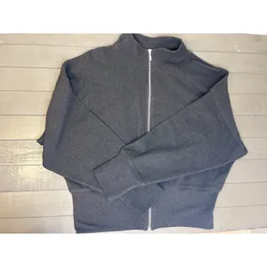 Dark Grey Very Soft Yoga Full Zip Funnel Neck XL Workout Athletic Athlesiure thumbnail 3
