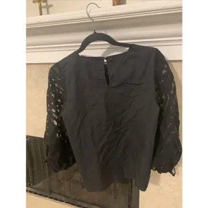 Zara Women Sleeve Top Black Organza Ballon Size Small thumbnail 5