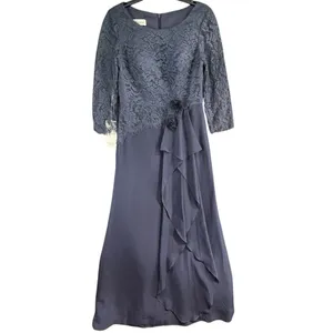 JJs House Evening Dress 8 Stormy Blue 3D Floral Cascading Ruffles Wedding 271457 thumbnail 2