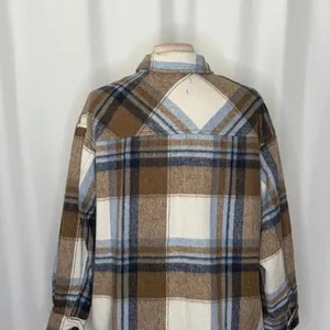 ZARA Wool Alpaca‎ Plaid Shacket Shirt Jacket Pockets Outdoors Preppy Medium thumbnail 9