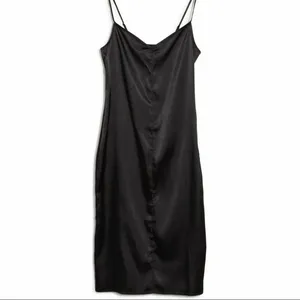 AFRM Revolve Katica Satin Midi Dress In Noir Elegant Black Satin Slip Dress M thumbnail 7