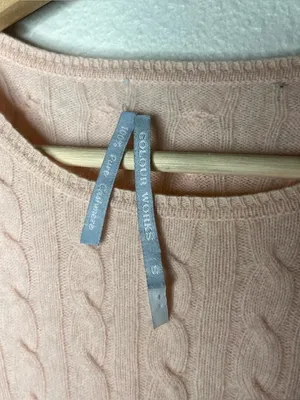 Colour Works Petal Pink Crewneck Cable Knit Cashmere Sweater Quiet Luxury thumbnail 5