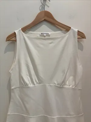 Reformation Dress Mayve Knit White Mini Size Large thumbnail 3
