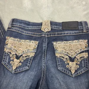 Grace in LA Womens Size 7M Easy Fit Denim Jeans BLue Size 7M Embroidered Jeweled thumbnail 15