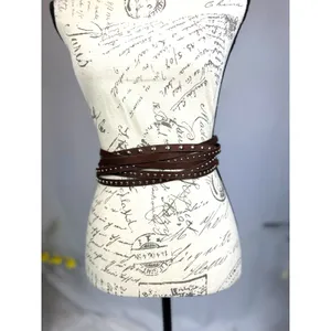 8 Other Reasons Suedette Studded Belt in Brown 43" thumbnail 14