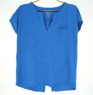 Lilly Pulitzer Luxletic Brodie Blue V-Neck T- Shirt Top Split Back Tee - Size XS thumbnail 1