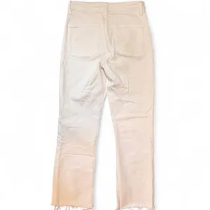 Zara Women’s Size 2 White Cropped Straight Leg Jeans Raw Hem High Rise Denim thumbnail 3