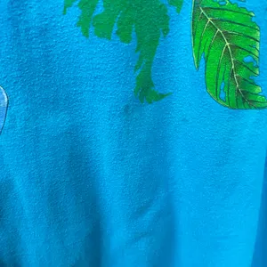 Vintage 1991 Teal Blue Wraparound Graphic Nature Frog Art tee Large L Single thumbnail 9