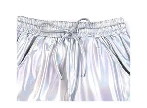 NEW Metallic Shorts Shiny Sparkly Drawstring Shorts S thumbnail 3