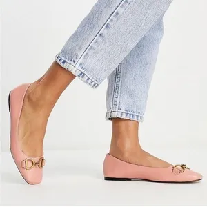 Asos Design slim square toe pink ballet flat shoes women’s Size 8 thumbnail 1