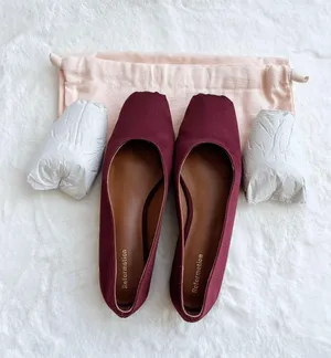 Reformation NWOT Mikayla Ballet Flats satin maroon burgundy size 6.5 thumbnail 5