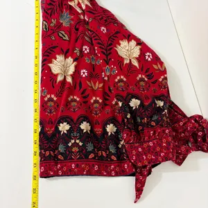 Loft Womens Red Floral Paisley Long Sleeve Tie Cuff Blouse Size M Bohemian thumbnail 7
