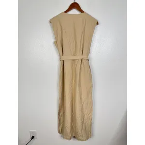 Mon Renn Beige Sleeveless Belted‎ Midi Dress Utility Sand Size XS MRS124004 thumbnail 3