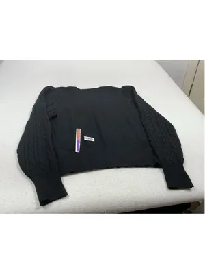Womans Excellent Marled Pullover Cable Knit Sweater XL Black thumbnail 2