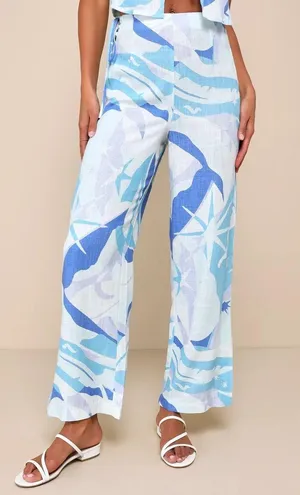 Lulus Blue Multi Print Linen Set thumbnail 5