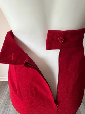 PANTZ Vintage 100% Wool Vibrant Red Pencil Skirt thumbnail 6