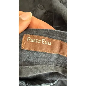 Perry Ellis Black 100% Linen Cropped Wide Leg Drawstring Pants Womens Large thumbnail 4