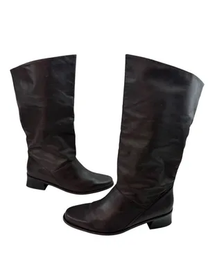 Vtg Y2K 90s Markon Shelly Calf High Boot Womens Size 9 M Brown Leather Fold Over thumbnail 3