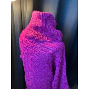 Old Navy Magenta Pink Cowl Neck Cable Knit Sweater Dress Small‎ Dolman Sleeve thumbnail 5