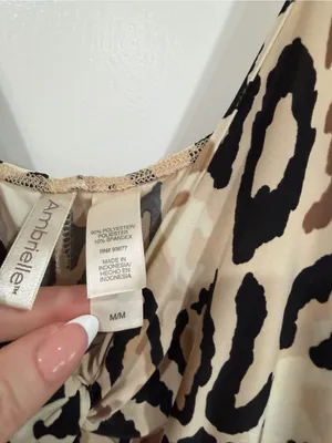 Ambrielle Leopard-Print Slip Dress in Beige, Brown & Black thumbnail 3
