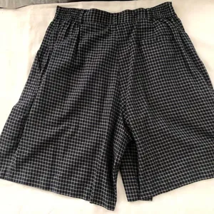 Black white plaid preppy pleated high rise Bermuda shorts office siren core Measurements in pics thumbnail 2
