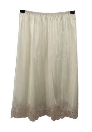 Vanity Fair Half Slip Cream Beige Lace Hem Womens S 24" Nylon Used USA thumbnail 1