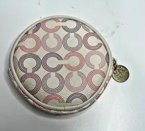 Coach Round Coin Purse Monogram Multicolor Waverly Opt Art, Zip thumbnail 1