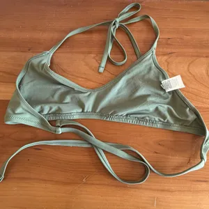 Aerie Real Good‎ Olive Green Pink Studded Scoop Neck Bikini Top Halter UPF 50 M thumbnail 3