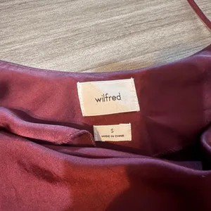 Aritzia Wilfred Allusion Burgundy Wine Satin Draped Front Top Small thumbnail 6