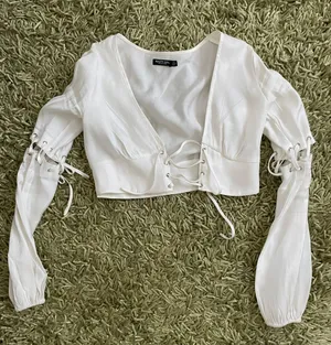 Nasty Gal White Tie Top thumbnail 1