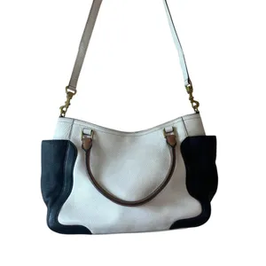 Tory Burch Frances Satchel‎ Colorblock Leather Navy Cream Tan thumbnail 2