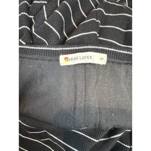 Marine Layer Lexi Ribbed Midi Dress Black White Striped Long Sleeve Size M thumbnail 5