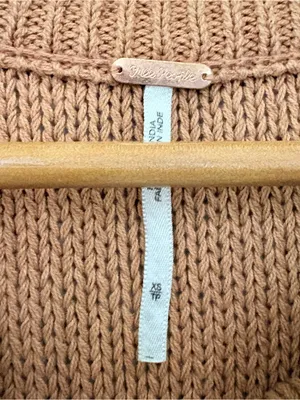 Free People Knit Sweater Vest XS Brown Cotton Cropped Chunky Knit Boho thumbnail 5