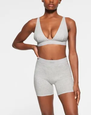 NWT SKIMS SET Light Heather Grey boxer bra set size medium thumbnail 1