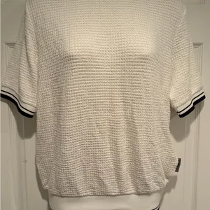 Foray Golf Textured Polo Sweater Top Large White Navy Coastal‎ Preppy Chic thumbnail 4