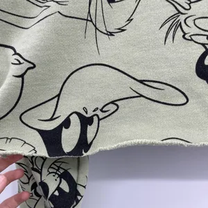 Looney Tunes Womens Bugs Bunny Daffy Duck Green Cropped Sweater Medium thumbnail 4